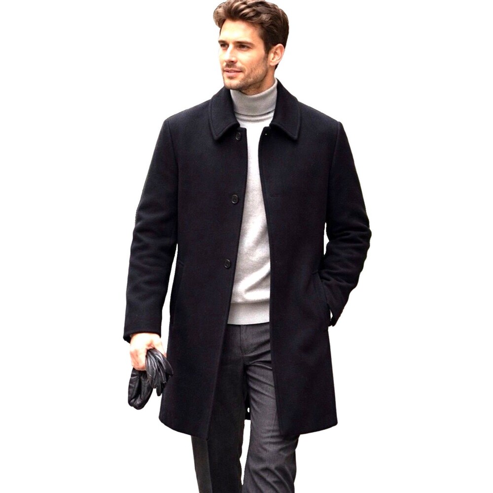 Lauren Ralph Lauren Mens Wool Blend Coat Overcoat Jacket Black 44R Academia
